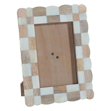 Taara Photo Frame in Brown and White Checkered Pattern from Home Trends & Design - Luna Furniture