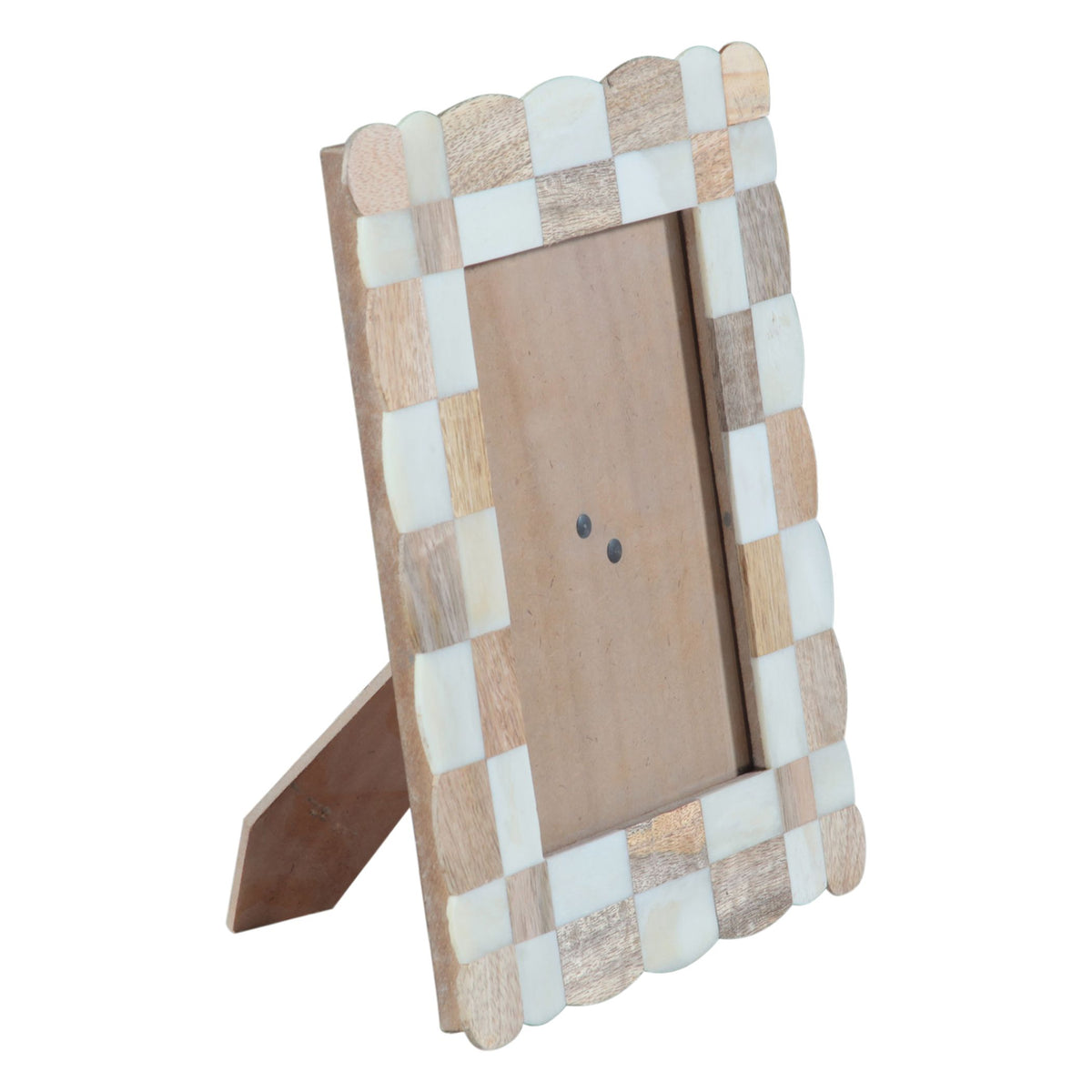 Taara Photo Frame in Brown and White Checkered Pattern from Home Trends & Design - Luna Furniture