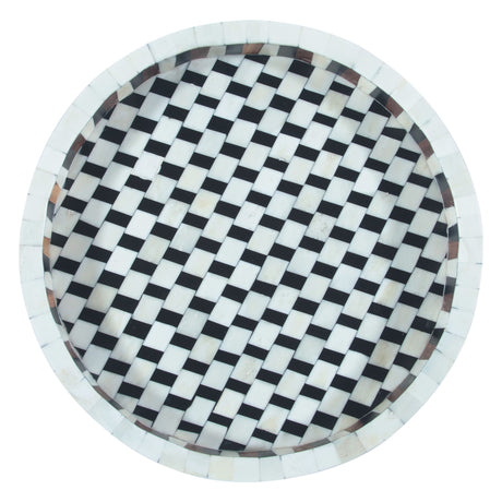 Taara Round Tray in Checkered Pattern from Home Trends & Design - Luna Furniture