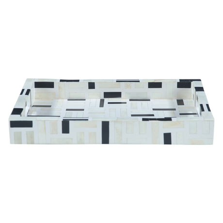 Taara Rectangular Tray in Black and White Pattern from Home Trends & Design - Luna Furniture