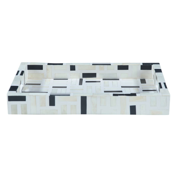 Taara Rectangular Tray in Black and White Pattern