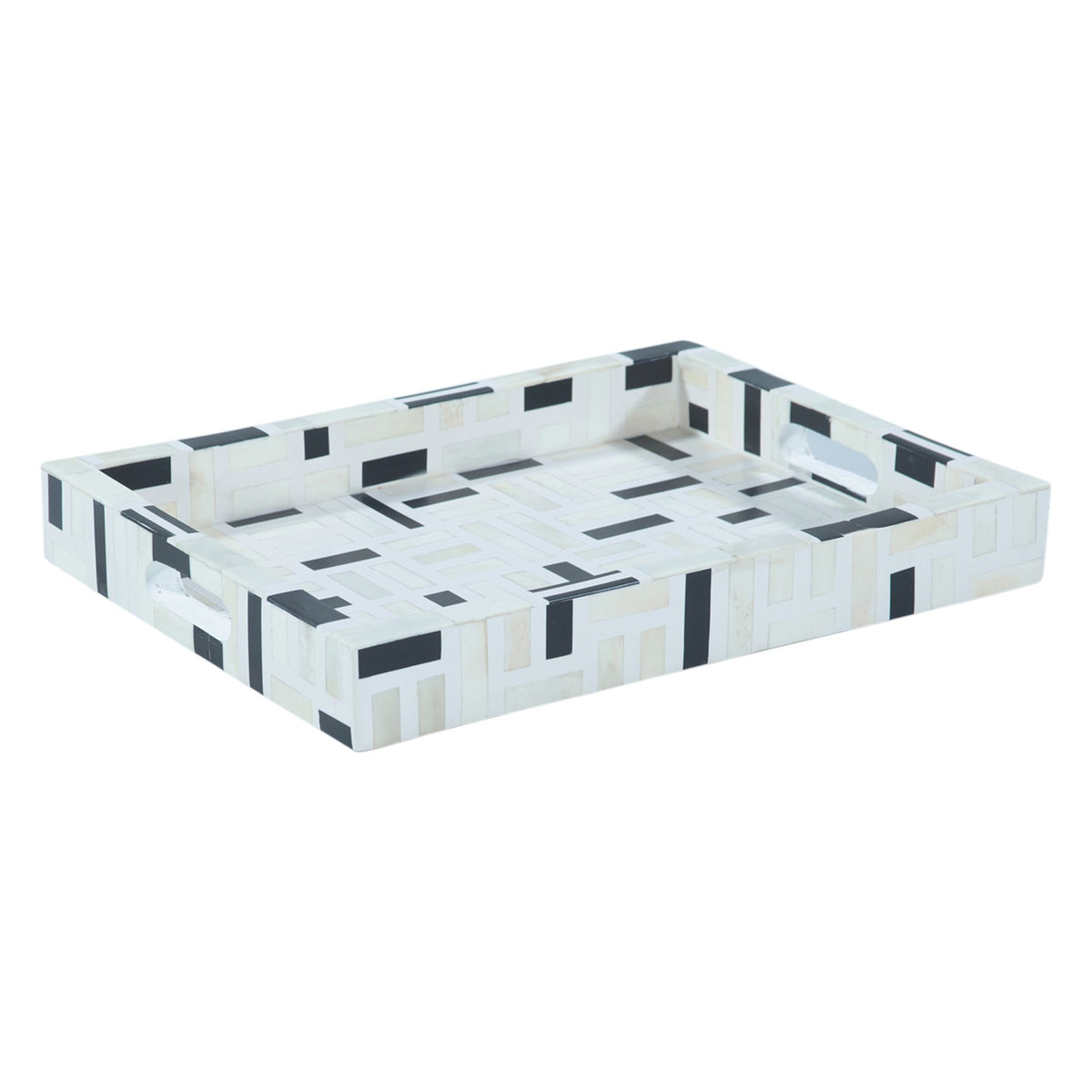 Taara Rectangular Tray in Black and White Pattern from Home Trends & Design - Luna Furniture