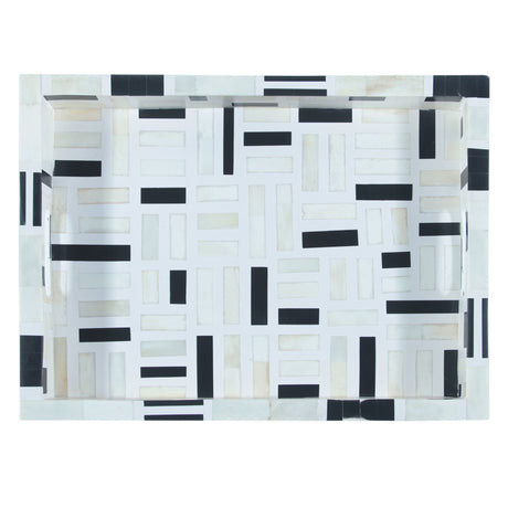 Taara Rectangular Tray in Black and White Pattern from Home Trends & Design - Luna Furniture