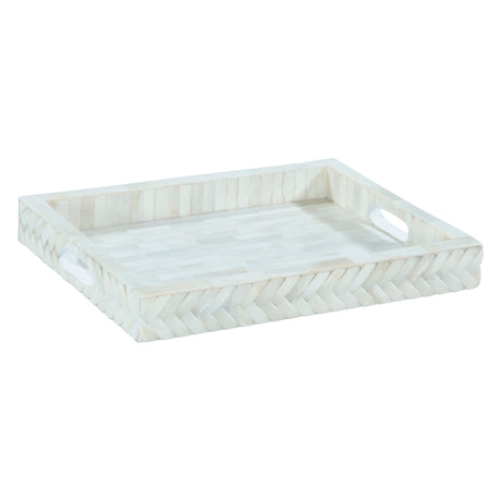 Taara Rectangular Tray in Cream Pattern from Home Trends & Design - Luna Furniture