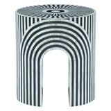 Taara 18" Round Side Table in Black and White Striped Pattern from Home Trends & Design - Luna Furniture