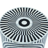 Taara 18" Round Side Table in Black and White Striped Pattern from Home Trends & Design - Luna Furniture