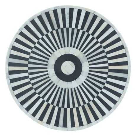 Taara 18" Round Side Table in Black and White Striped Pattern from Home Trends & Design - Luna Furniture