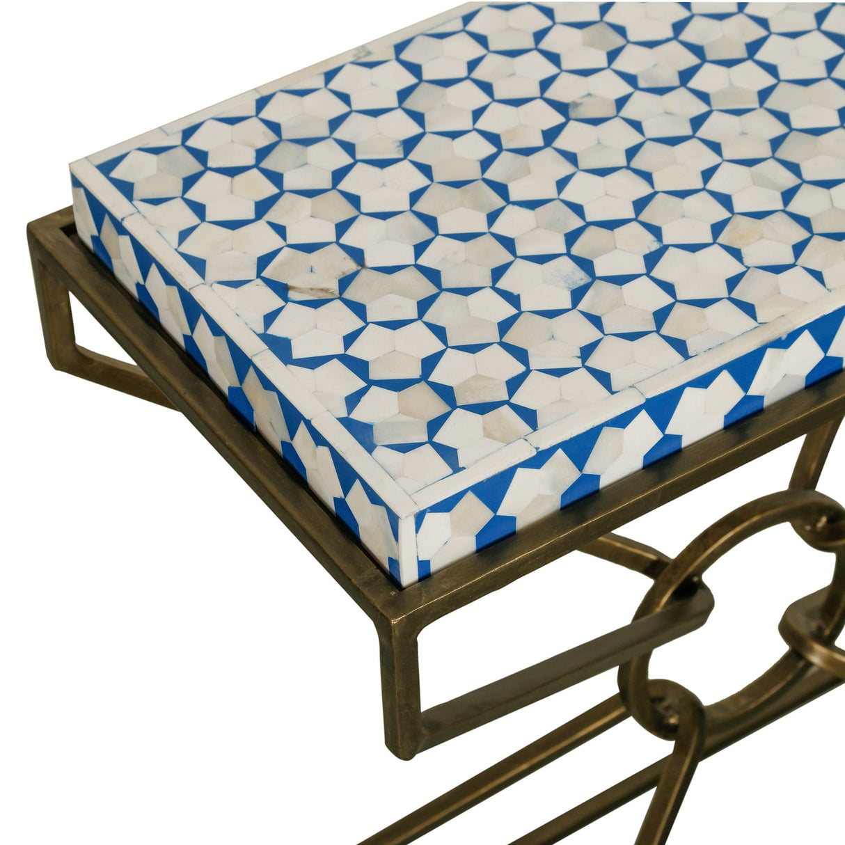 Taara 24" Side Table with Horn Inlay and Brass Base from Home Trends & Design - Luna Furniture