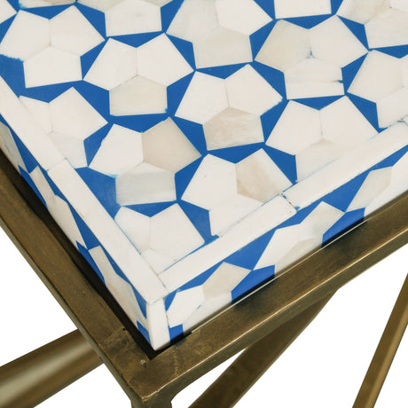 Taara 24" Side Table with Horn Inlay and Brass Base from Home Trends & Design - Luna Furniture