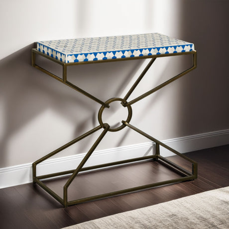 Taara 24" Side Table with Horn Inlay and Brass Base from Home Trends & Design - Luna Furniture