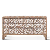 Tangiers 61" Six Drawer Dresser in Carved Natural White from Home Trends & Design - Luna Furniture