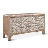 Tangiers 61" Six Drawer Dresser in Carved Natural White from Home Trends & Design - Luna Furniture