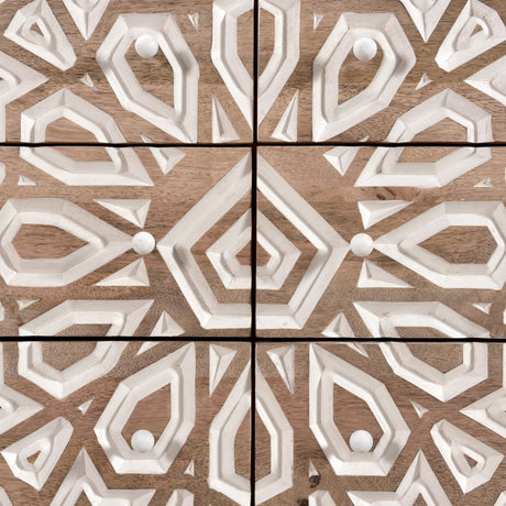 Tangiers 61" Six Drawer Dresser in Carved Natural White from Home Trends & Design - Luna Furniture
