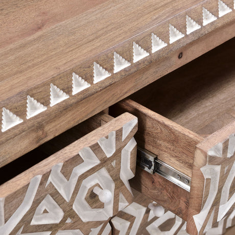 Tangiers 61" Six Drawer Dresser in Carved Natural White from Home Trends & Design - Luna Furniture