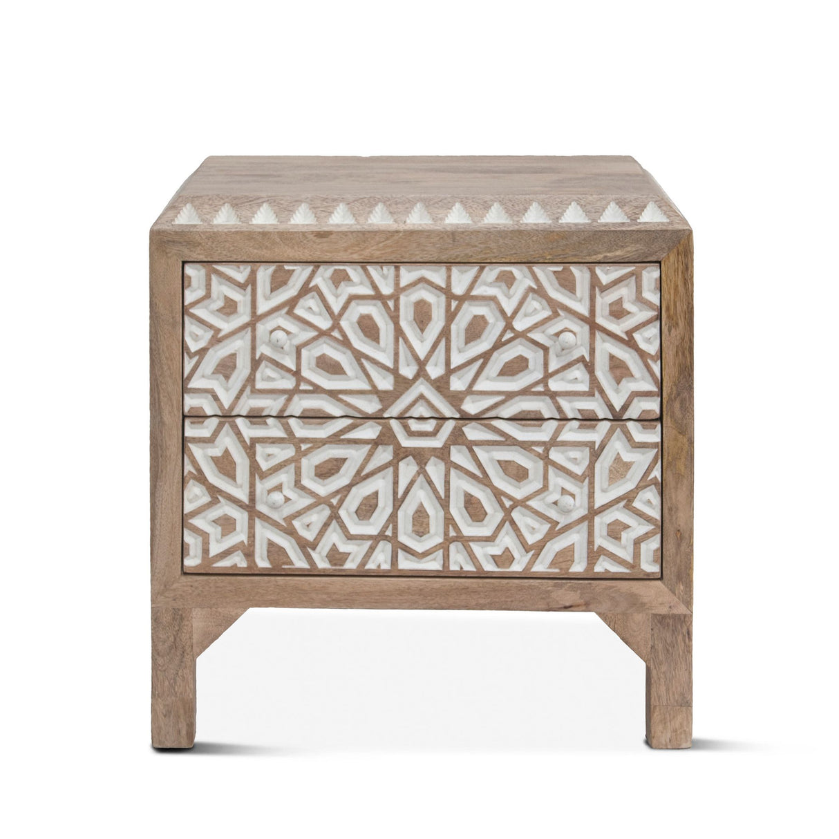 Tangiers 26" Nightstand in Carved Natural White from Home Trends & Design - Luna Furniture