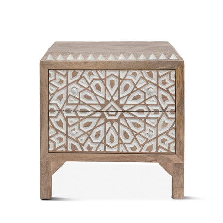 Tangiers 26" Nightstand in Carved Natural White from Home Trends & Design - Luna Furniture