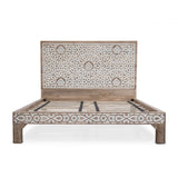 Tangiers King Bed in Carved Natural White from Home Trends & Design - Luna Furniture