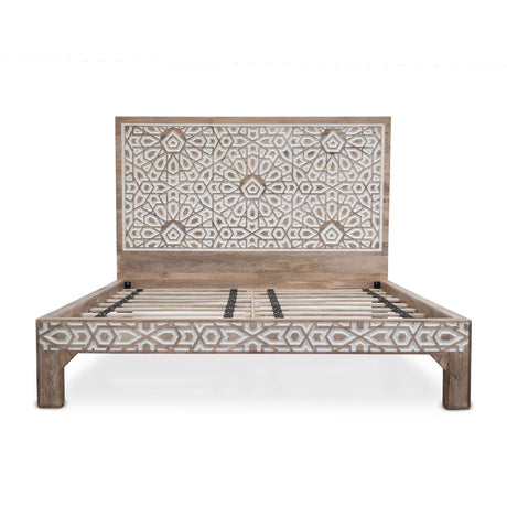 Tangiers King Bed in Carved Natural White from Home Trends & Design - Luna Furniture