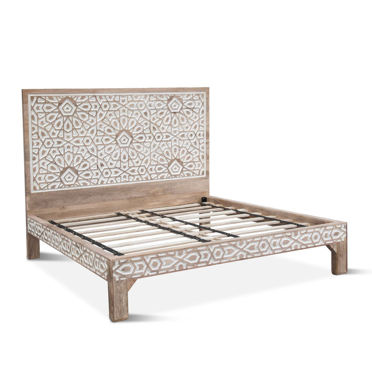 Tangiers King Bed in Carved Natural White from Home Trends & Design - Luna Furniture