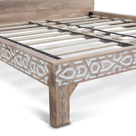 Tangiers King Bed in Carved Natural White from Home Trends & Design - Luna Furniture