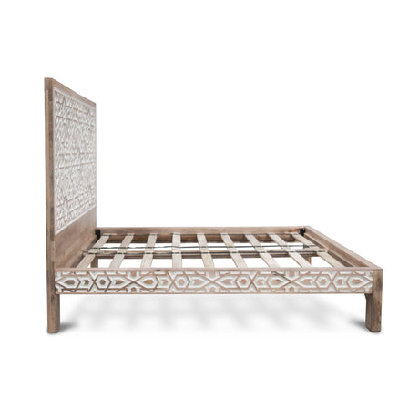 Tangiers King Bed in Carved Natural White from Home Trends & Design - Luna Furniture