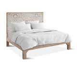 Tangiers Queen Bed in Carved Natural White from Home Trends & Design - Luna Furniture