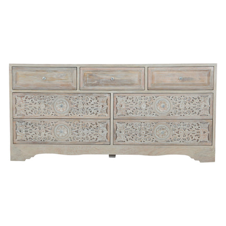 Taj 71" Dresser with Plinth Base in Carved Heirloom White from Home Trends & Design - Luna Furniture