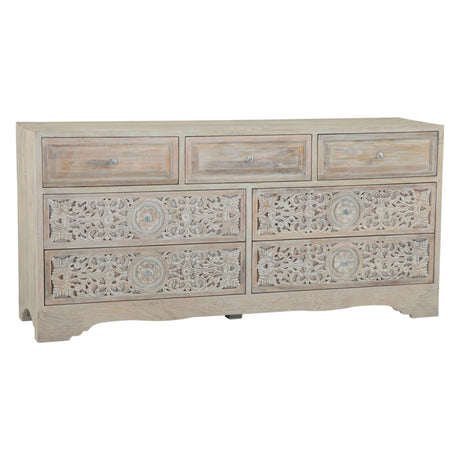 Taj 71" Dresser with Plinth Base in Carved Heirloom White from Home Trends & Design - Luna Furniture