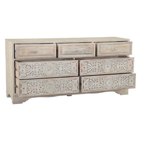 Taj 71" Dresser with Plinth Base in Carved Heirloom White from Home Trends & Design - Luna Furniture