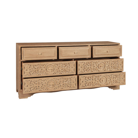 Taj 71" Dresser with Plinth Base in Whitewash from Home Trends & Design - Luna Furniture