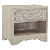 Taj 26" Nightstand with Plinth Base in Carved Heirloom White from Home Trends & Design - Luna Furniture