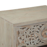 Taj 26" Nightstand with Plinth Base in Carved Heirloom White from Home Trends & Design - Luna Furniture