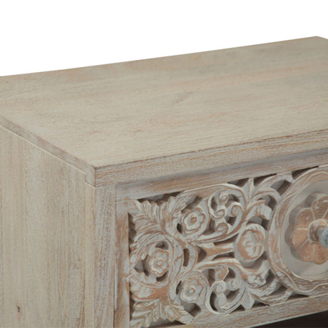 Taj 26" Nightstand with Plinth Base in Carved Heirloom White from Home Trends & Design - Luna Furniture