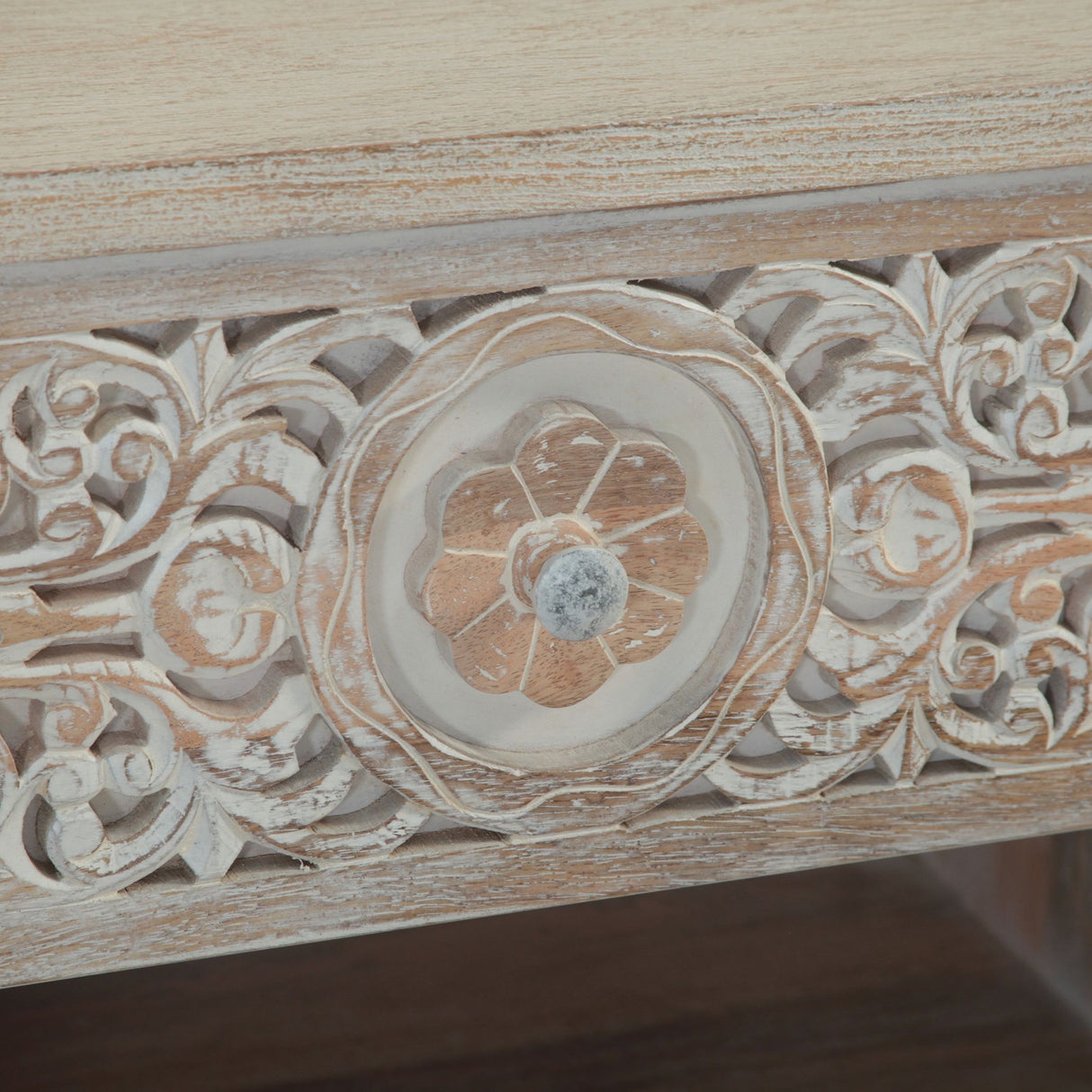 Taj 26" Nightstand with Plinth Base in Carved Heirloom White from Home Trends & Design - Luna Furniture