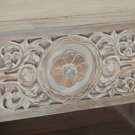 Taj 26" Nightstand with Plinth Base in Carved Heirloom White from Home Trends & Design - Luna Furniture