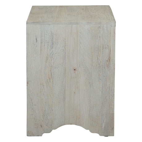 Taj 26" Nightstand with Plinth Base in Carved Heirloom White from Home Trends & Design - Luna Furniture
