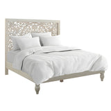 Taj King Bed in Carved Heirloom White from Home Trends & Design - Luna Furniture