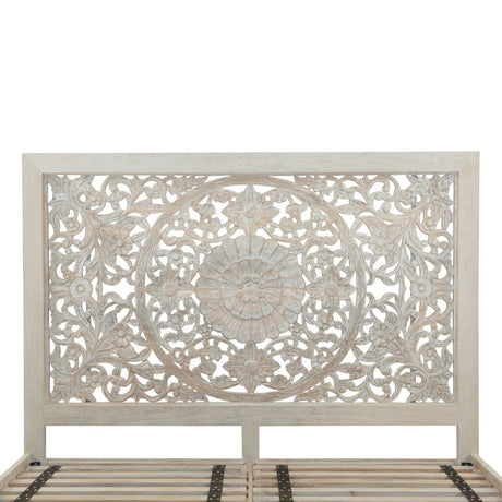 Taj King Bed in Carved Heirloom White from Home Trends & Design - Luna Furniture