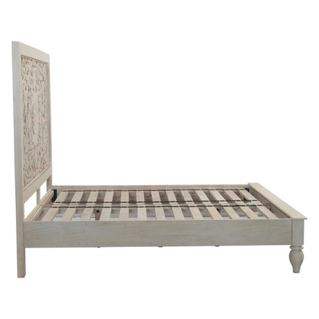 Taj King Bed in Carved Heirloom White from Home Trends & Design - Luna Furniture