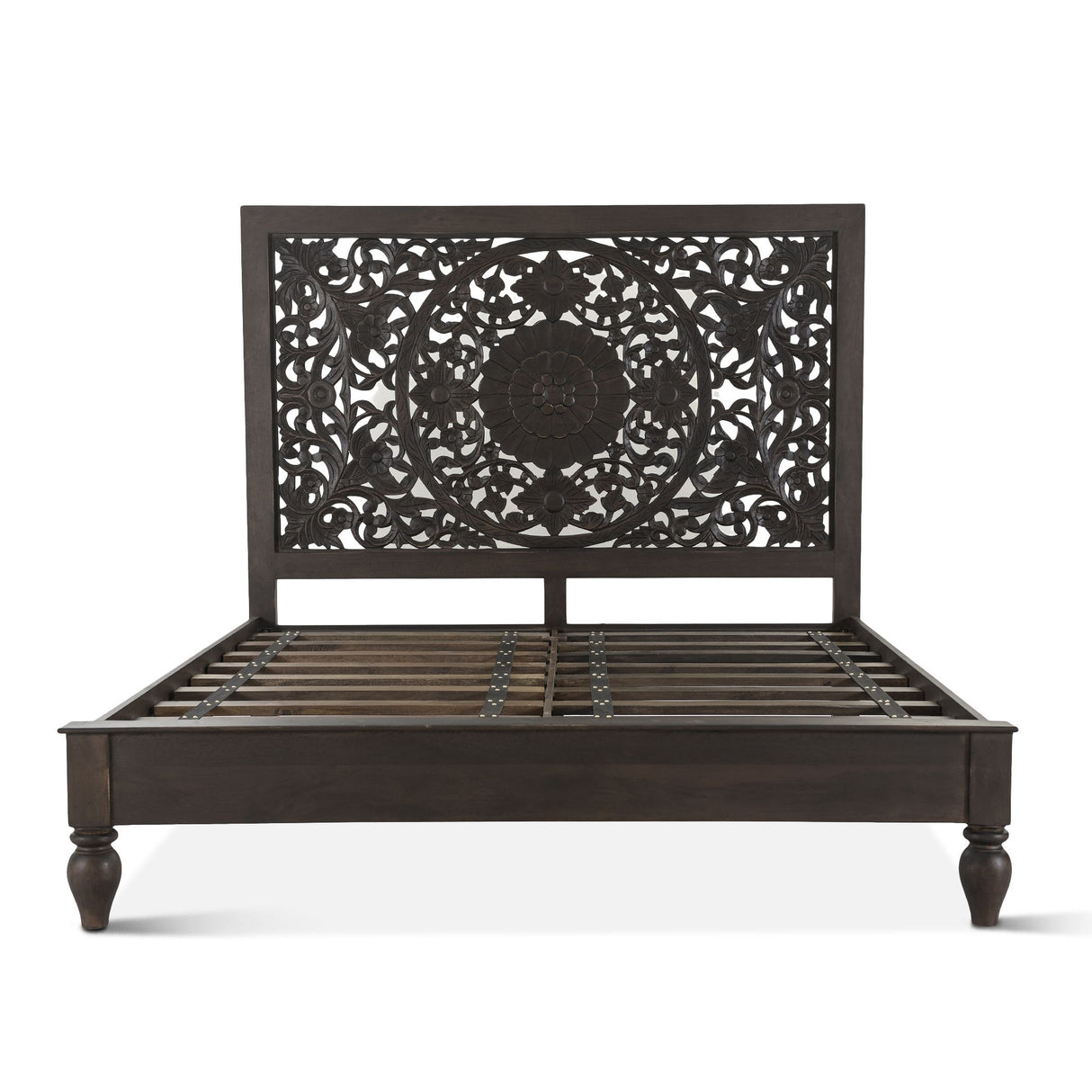 Taj King Bed in Hand Carved Vintage Brown from Home Trends & Design - Luna Furniture