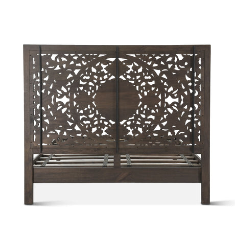 Taj King Bed in Hand Carved Vintage Brown from Home Trends & Design - Luna Furniture