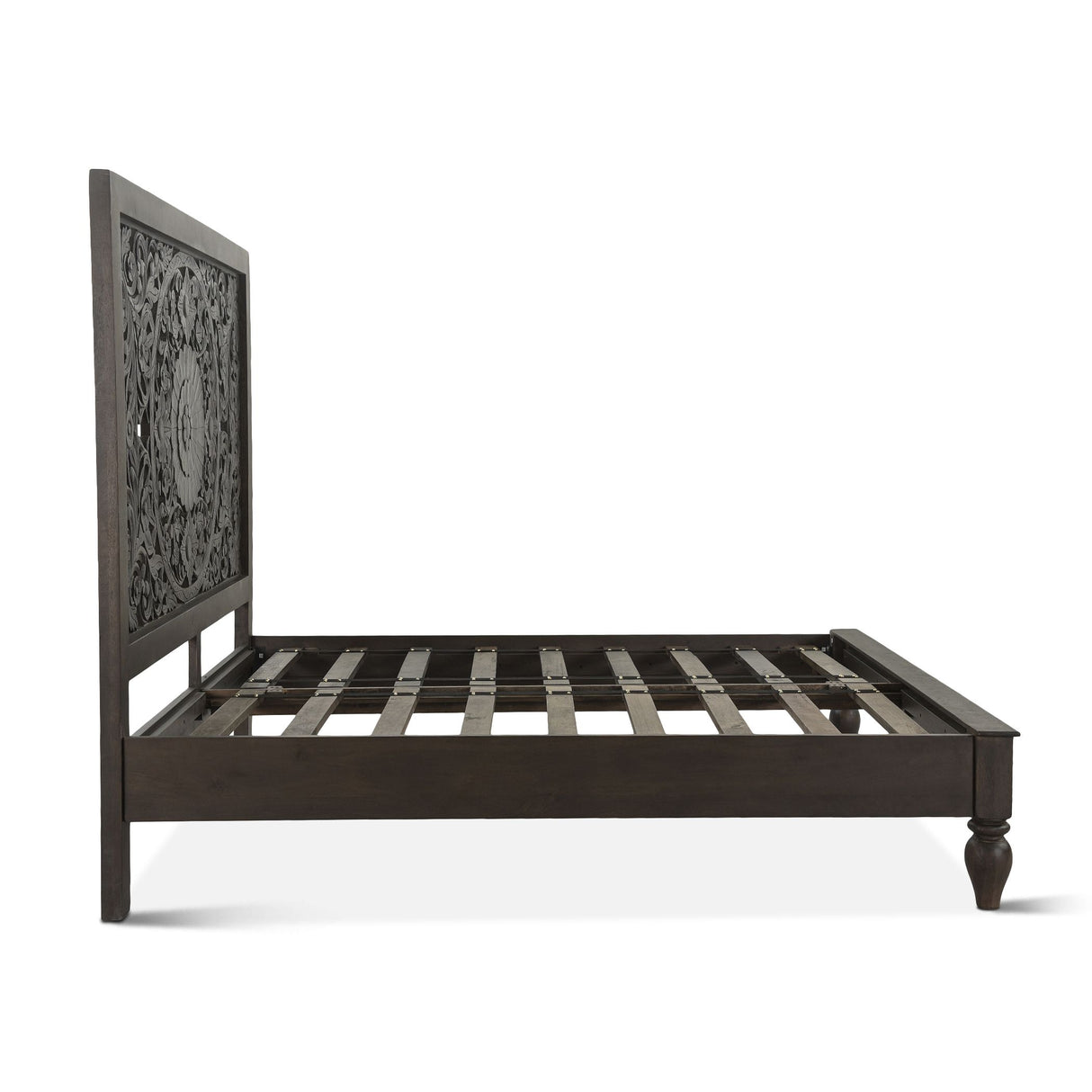 Taj King Bed in Hand Carved Vintage Brown from Home Trends & Design - Luna Furniture