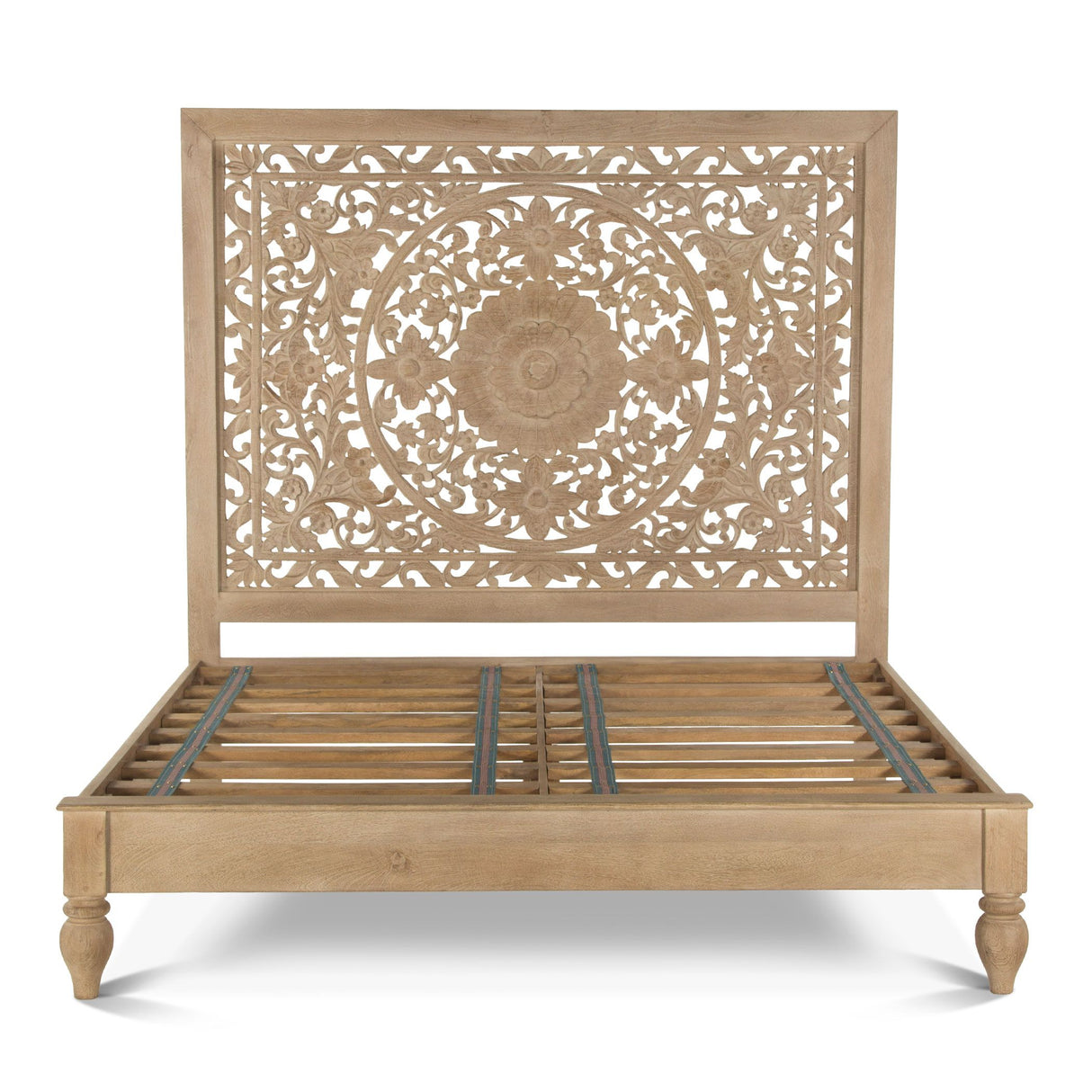 Taj King Bed in Hand Carved Whitewash from Home Trends & Design - Luna Furniture