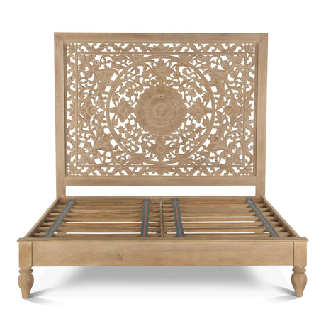 Taj King Bed in Hand Carved Whitewash from Home Trends & Design - Luna Furniture