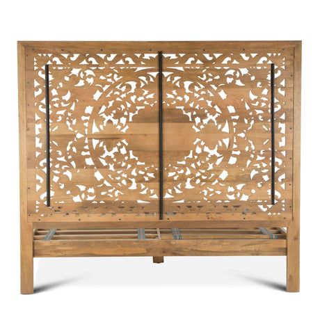 Taj King Bed in Hand Carved Whitewash from Home Trends & Design - Luna Furniture