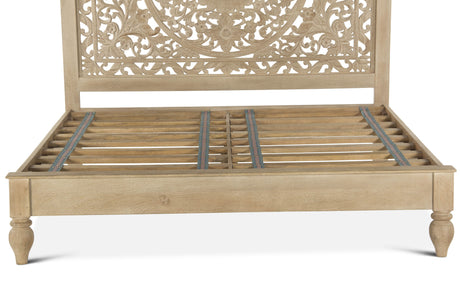 Taj King Bed in Hand Carved Whitewash from Home Trends & Design - Luna Furniture
