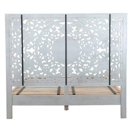 Taj Queen Bed in Hand Carved Heirloom White from Home Trends & Design - Luna Furniture