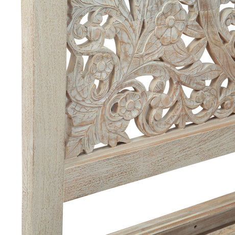 Taj Queen Bed in Hand Carved Heirloom White from Home Trends & Design - Luna Furniture