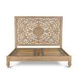 Taj Queen Bed in Hand Carved Whitewash from Home Trends & Design - Luna Furniture