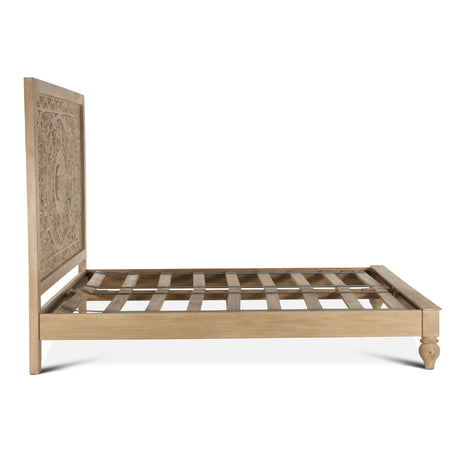 Taj Queen Bed in Hand Carved Whitewash from Home Trends & Design - Luna Furniture